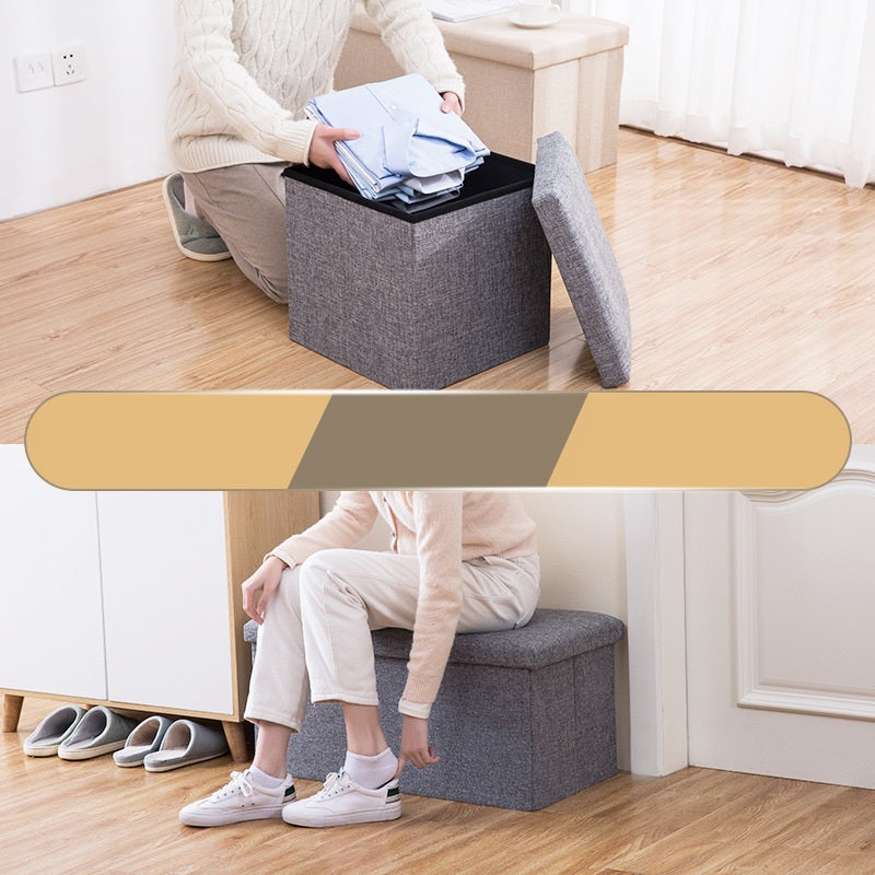 Collapsible Ottoman - Hidden Storage, Seat & Foot Stool